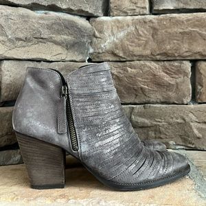 Paul Green Malibu Sliced Double‎ Zip Ankle Boot / Metallic Gray / SZ 8.5
